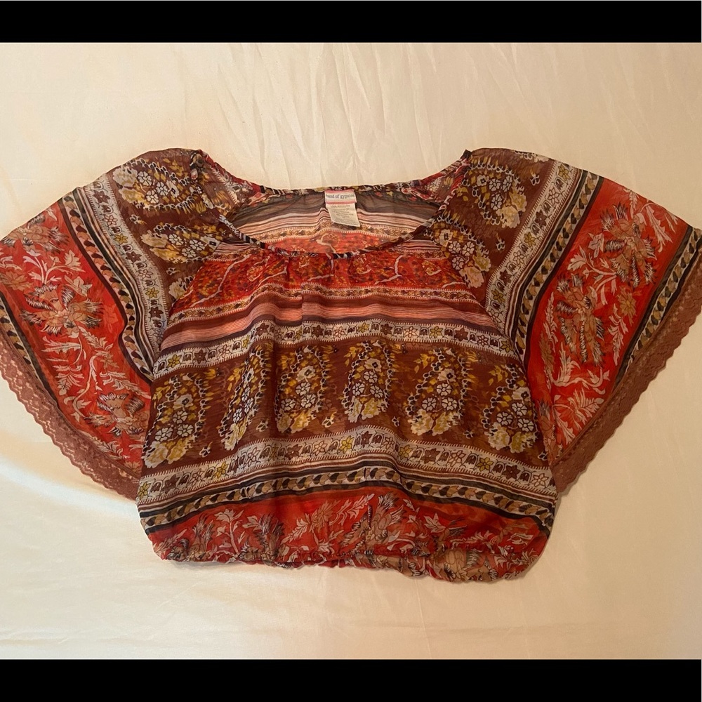 Sheer orange bohemian top